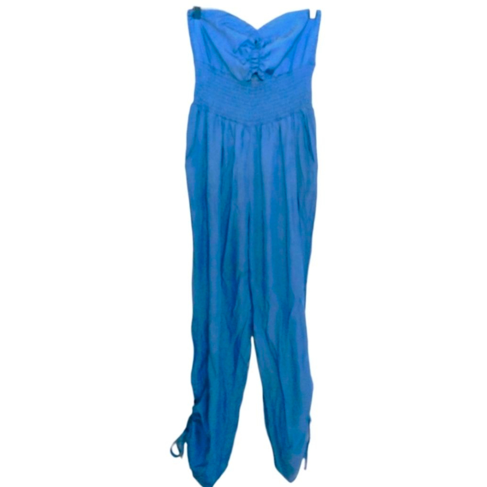 ChicMe Strapless Smocked Blue Jumpsuit – Size M - Picture 2 of 10